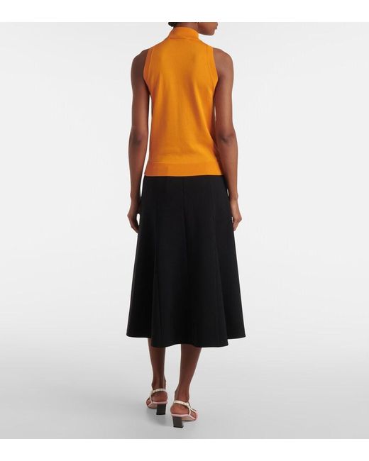 Carolina Herrera Yellow Knitted Silk And Cotton Turtleneck Top