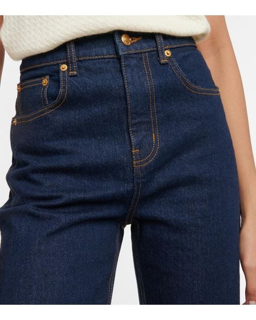 Tory Burch Blue High-rise Straight-leg Jeans