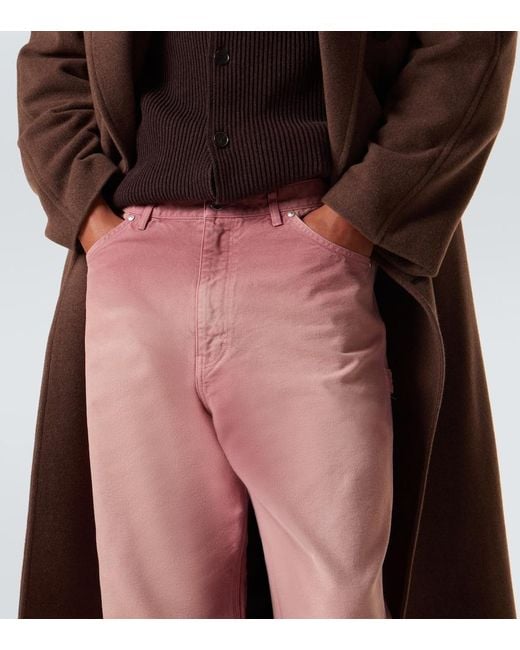 Auralee Red Faded Wide-Leg Jeans for men