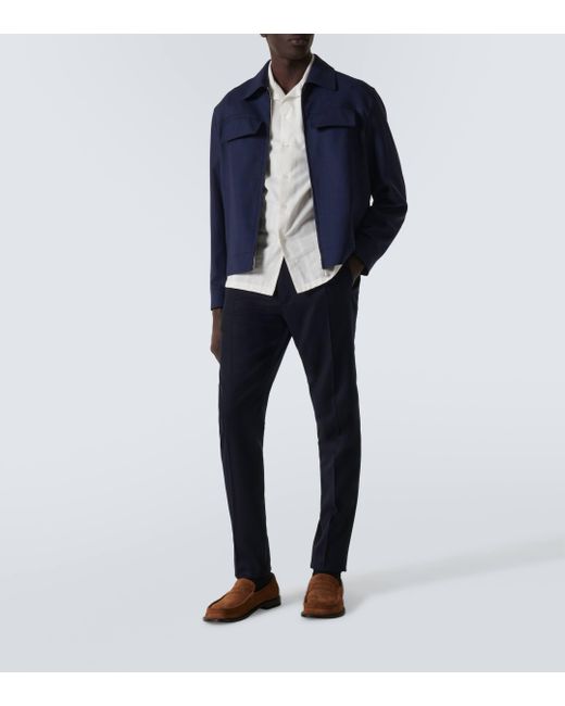 Lardini Blue Pleated Wool And Cashmere Pants for men