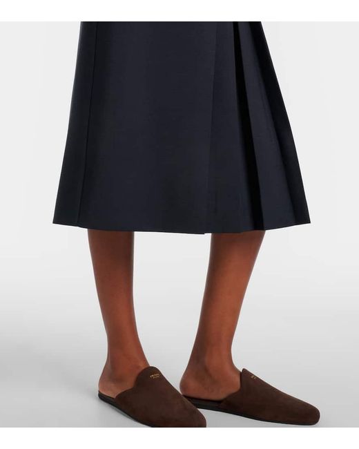 Prada Blue Midirock Aus Mohair Und Wolle