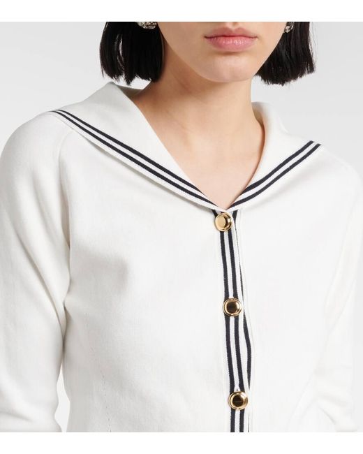 Miu Miu White Cardigan Aus Einem Baumwollgemisch