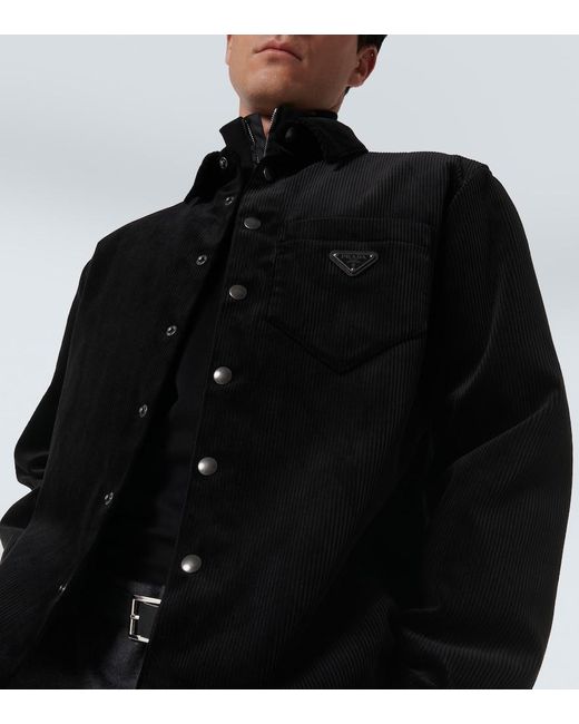 Prada Black Cotton Corduroy Overshirt for men