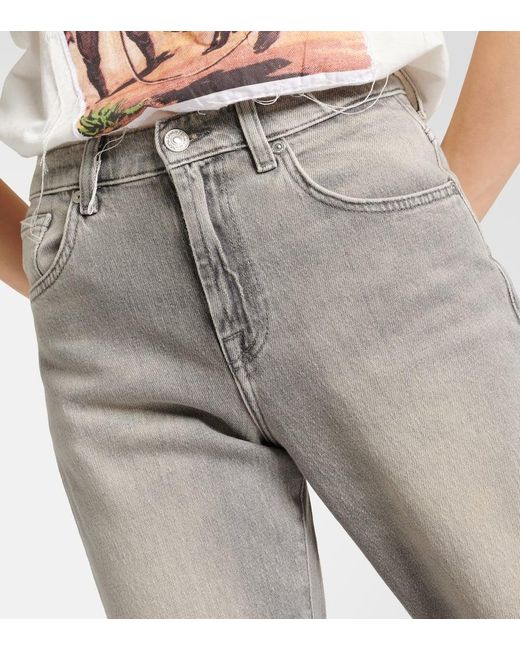 Jeans A Gamba Larga Tess A Vita Alta di 7 For All Mankind in Gray