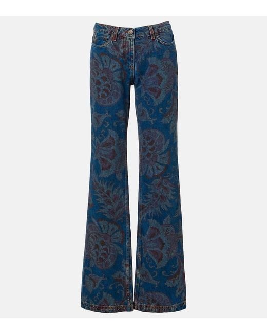 Etro Blue Floral Flared Jeans