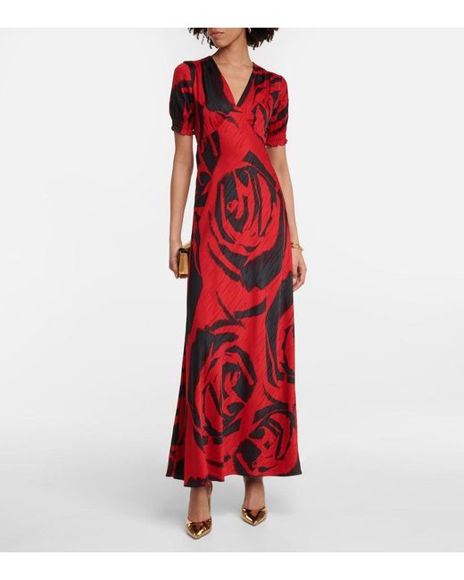 Diane von Furstenberg Red Walker Floral Maxi Dress