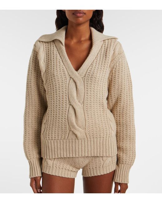 Magda Butrym Natural Cable-Knit Cashmere Sweater