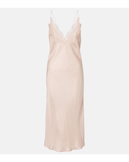 Rohe Natural Lace-Trimmed Silk Satin Slip Dress