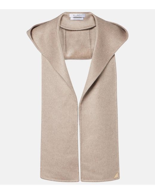 Max Mara Natural Hooded Cashmere Scarf