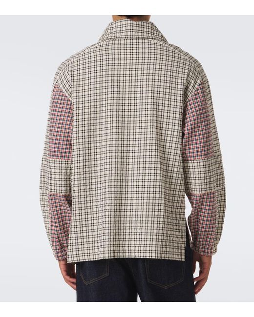 Dries Van Noten Natural Checked Cotton Shirt for men