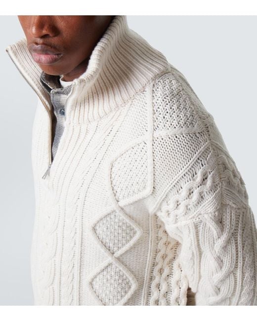 FRAME White Cable-Knit Wool And Cashmere Sweater for men