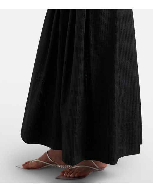 Alaïa Black Cotton-Blend Maxi Skirt