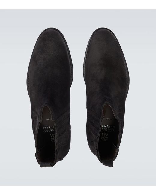 Bottines Chelsea En Daim A Ornements Brunello Cucinelli pour homme en coloris Black
