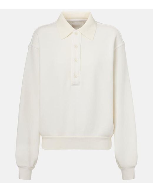 Citizens of Humanity White Remi Cotton-Blend Fleece Polo Sweatshirt