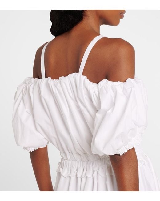 Noir Kei Ninomiya White Off-Shoulder Cotton Poplin Midi Dress