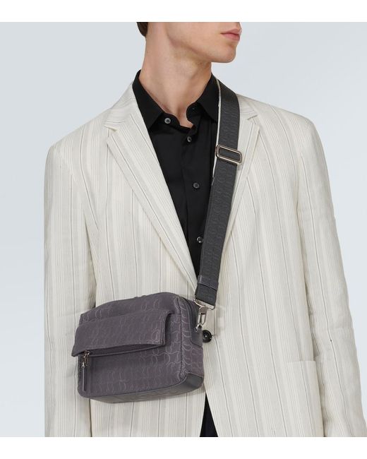 Christian Louboutin Gray Zip N Flap Logo Jacquard Messenger Bag for men