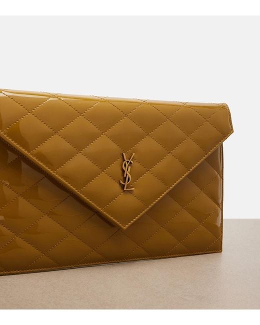 Saint Laurent Natural Paris Quilted Patent Leather Pouch