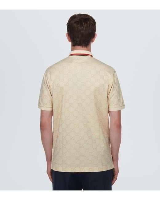 Gucci Poloshirt Aus Baumwoll-Piqué Mit GG in Natural für Herren