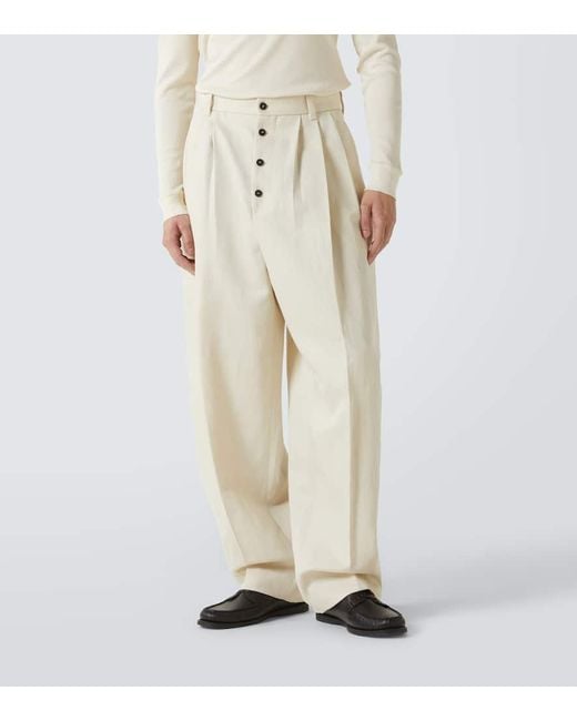 Jacquemus Natural Fernando Wool And Linen Tapered Pants for men