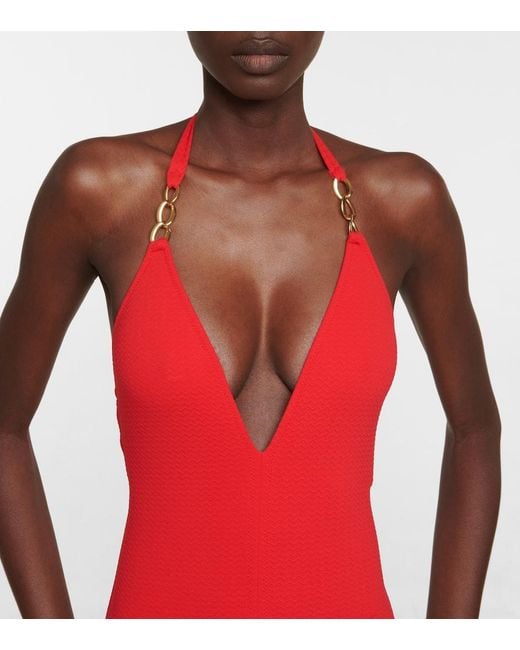 Melissa Odabash Red Naples Halterneck Swimsuit