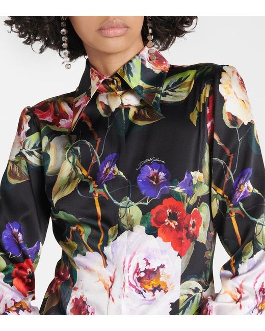Dolce & Gabbana Multicolor Floral Satin Shirt For
