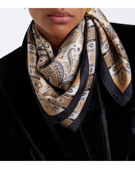 Etro Metallic Printed Silk Twill Scarf