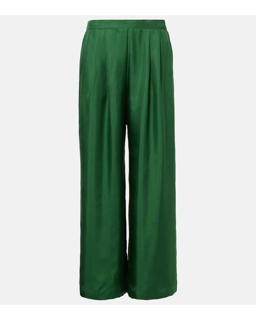 Pantalones Anchos Isola De Sarga De Seda Asceno de color Green