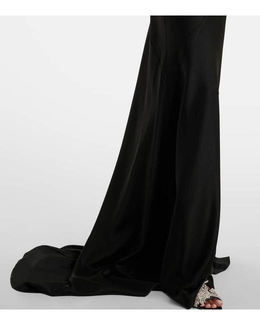 Alex Perry Black Halterneck Open-Back Satin Crepe Gown