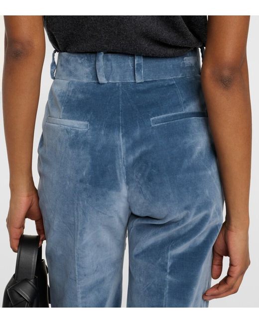 FRAME Blue The Slim Stacked Velvet Pants