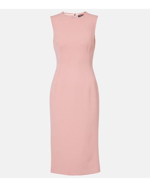 Dolce & Gabbana Pink Virgin Wool Midi Dress