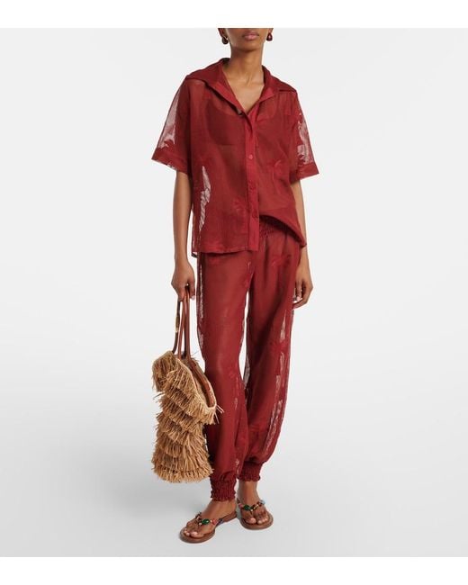 Johanna Ortiz Embroidered Cotton-Blend Mesh Shirt