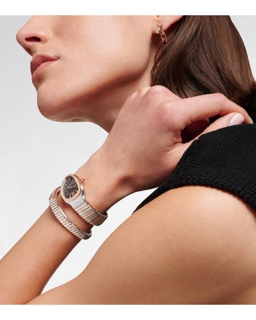 BVLGARI Metallic Serpenti Tubogas 35Mm 18Kt Rose And Stainless Steel Watch