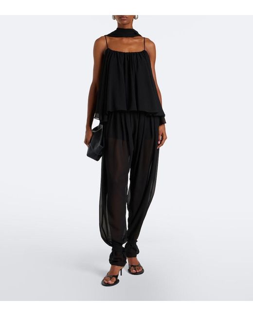 De La Vali Black Ines Chiffon Balloon Pants