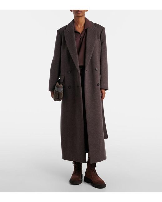 Brunello Cucinelli Brown Wool And Cashmere Wrap Coat