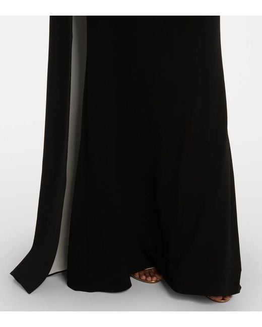 Roland Mouret Black Asymmetric Caped Cady Gown