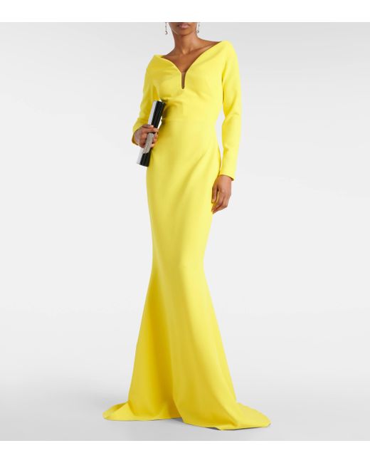 Safiyaa Yellow Wilson Crepe Gown