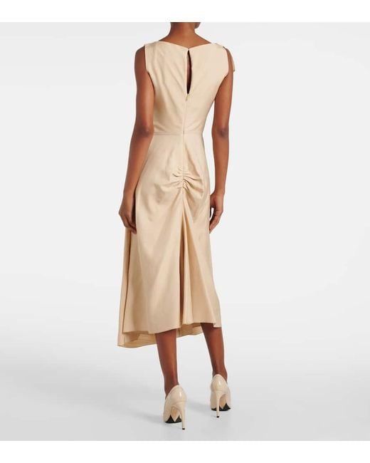 Victoria Beckham Natural Deconstructed Gathered Midi Dress