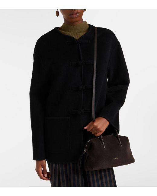 DeMellier London Black Stockholm Small Suede Top-Handle Bag
