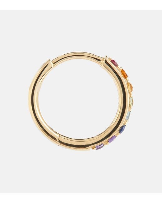 PERSÉE Metallic Chakras Rainbow Piercing 18kt Gold Single Earring With Gemstones