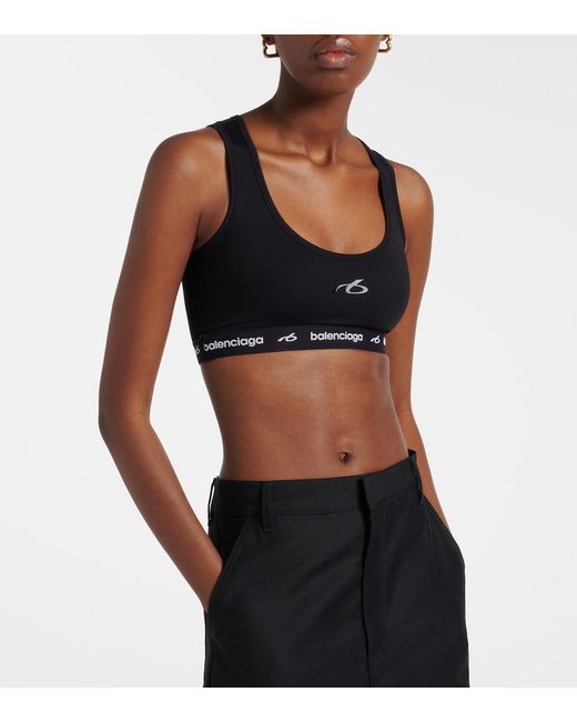 Balenciaga Black Logo Sports Bra