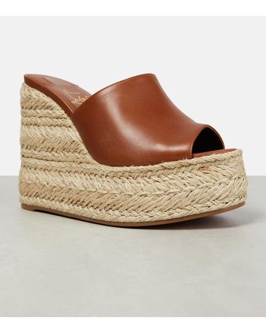 Christian Louboutin Brown Ariella Zeppa Leather Espadrille Wedges