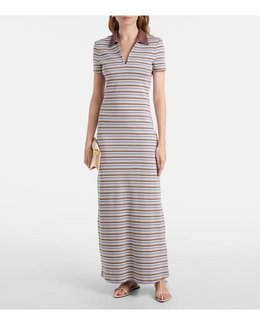 Faithfull The Brand White Tiesse Striped Cotton Maxi Dress