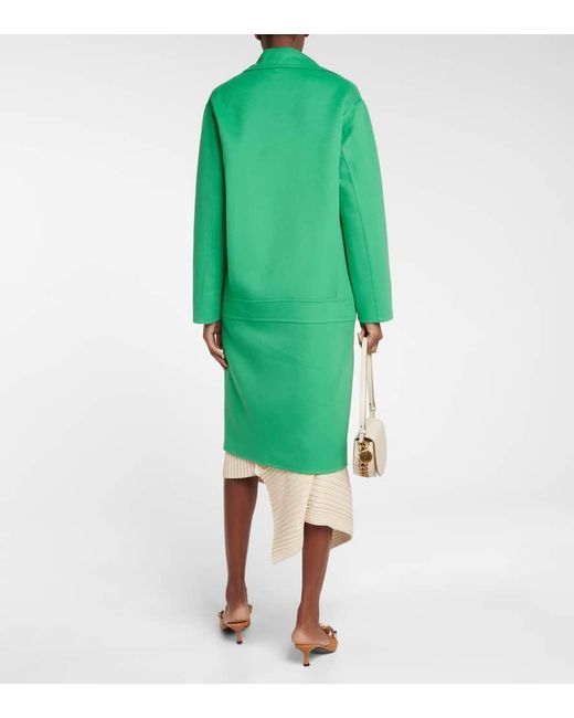 Stella McCartney Green Double-Breasted Wool Coat