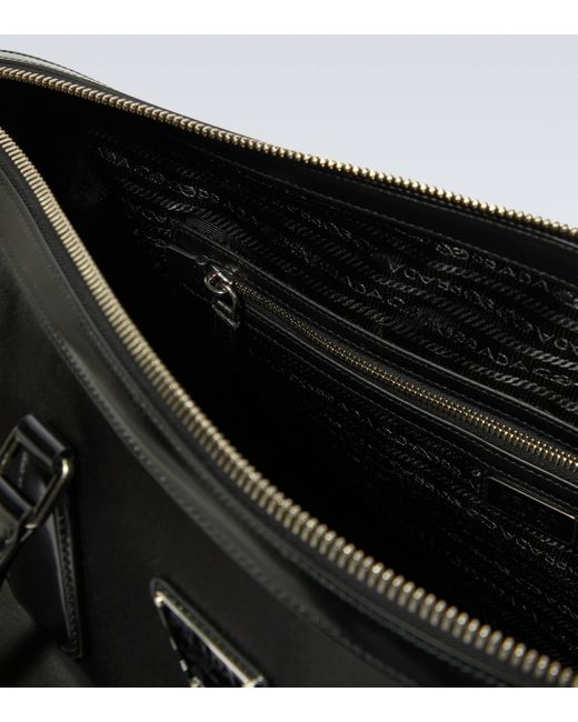Prada Black Leather-trimmed Duffel Bag for men