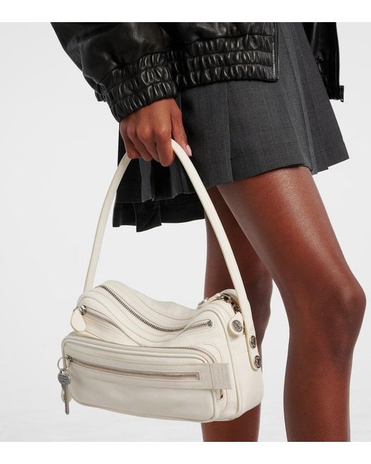 Acne White Camero Mini Leather Shoulder Bag