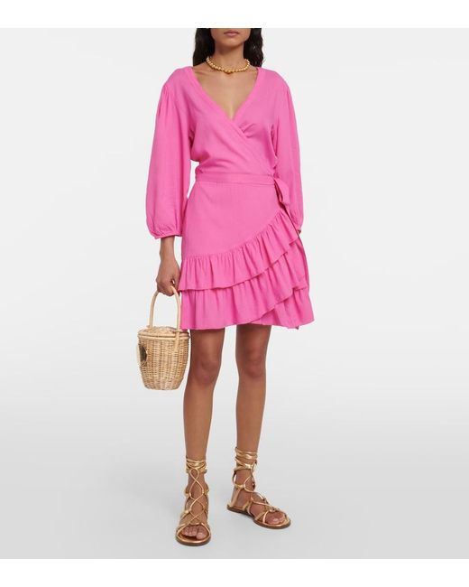 Melissa Odabash Pink Tabitha Cotton Wrap Minidress