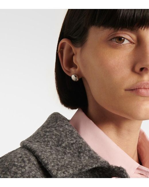 Loewe White Anagram Pebble Sterling Stud Earrings