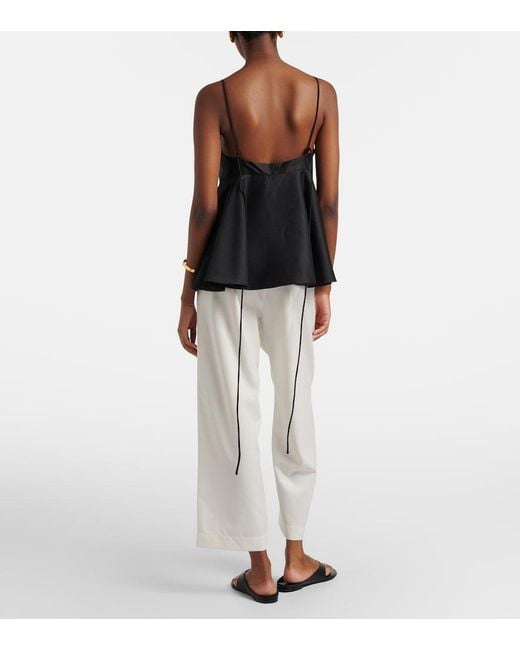 Rohe White Wool-Blend Cropped Wide-Leg Pants