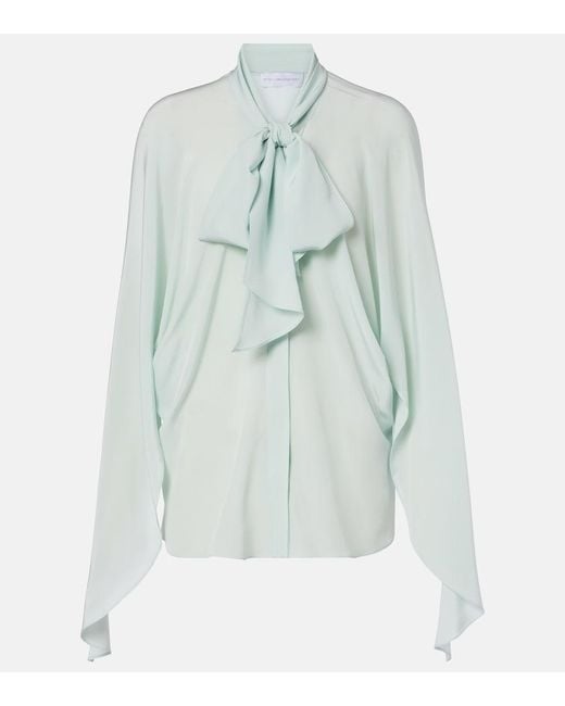 Stella McCartney Blue Tie-Neck Silk Blouse