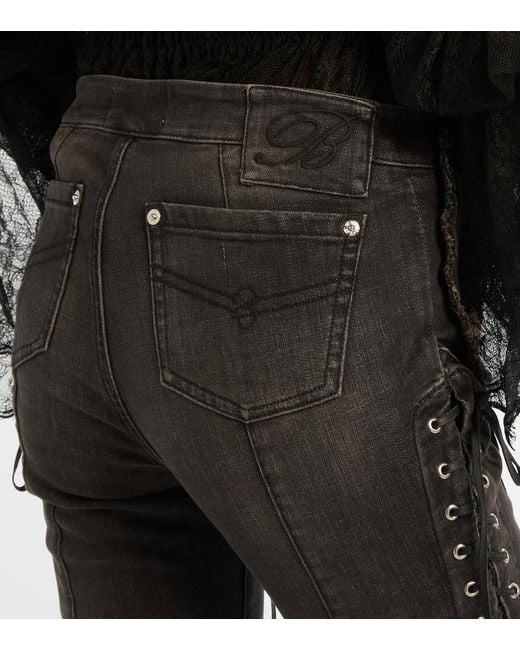 Blumarine Black Low-Rise Slim-Fit Flared Jeans